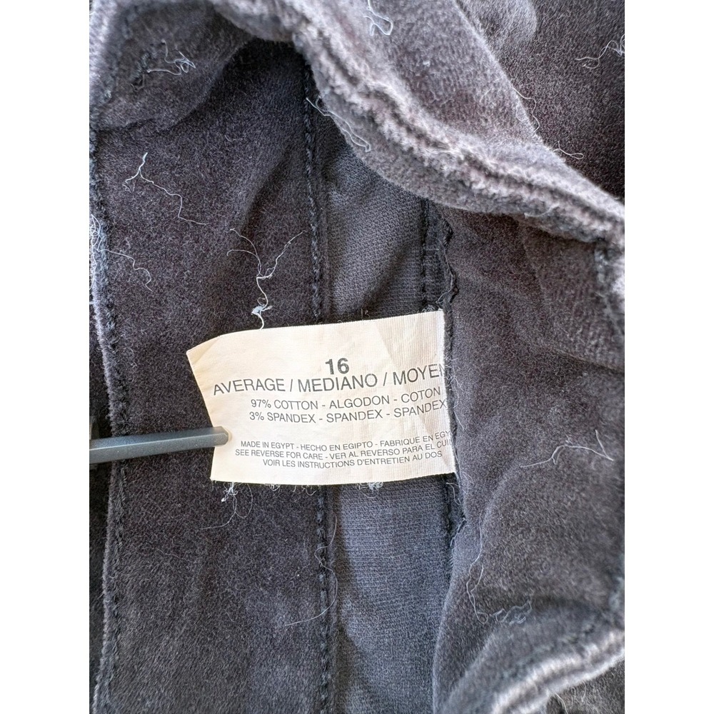 Gloria Vanderbilt Black Corduroy Wide Leg Pants Rhinestone Button Detail Womens - Picture 15 of 16